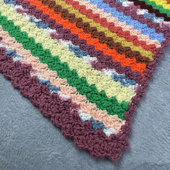 Vintage Handmade Crocheted Grannycore Afghan Throw Blanket 44x32 Fall Cottage - Picture 7 of 7